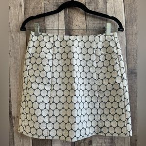 J. Crew Jacquard Ivory Dot Mini Skirt Sz 0